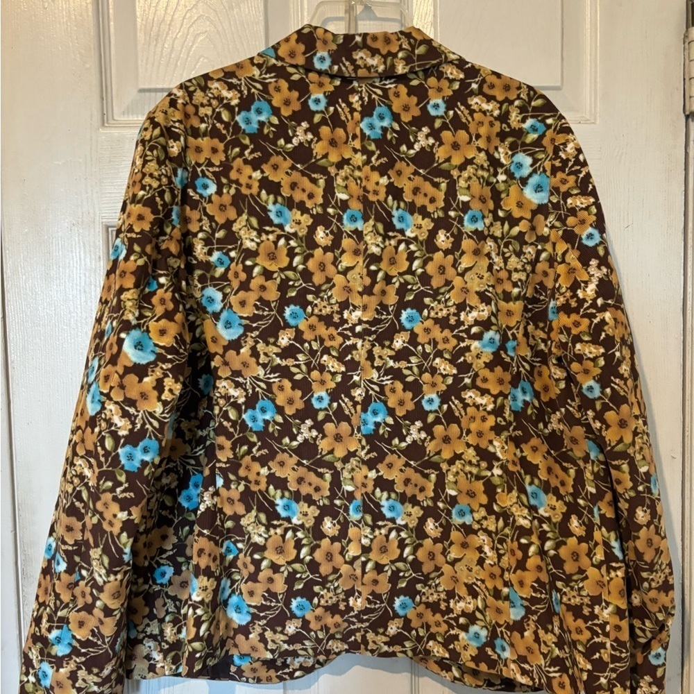 Liz Claiborne “First Issue “ NWOT Lightweight Corduroy Tan/Brown Floral Blazer - Picture 2 of 7